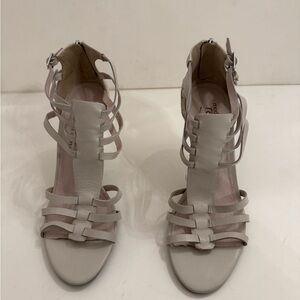Creamy White Leather Strappy Women's Sandals
